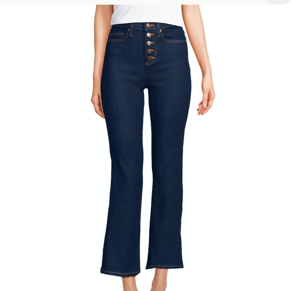 New Lands End High Rise Kick Flare Ankle Jean Style Wmn's Stretch Sz 8  Dk Rinse - Picture 1 of 7